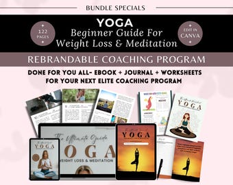 PLR Health Coaching Program Yoga for weight loss,meditation : Done for You Course Ebook,Workbook,Editable Template Canva for Yoga Instructor