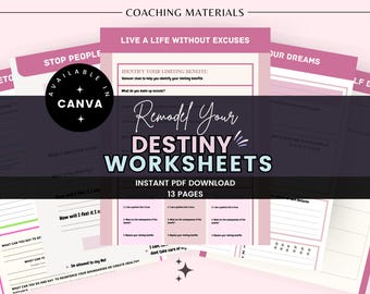Hecho para usted Remodele su programa de entrenamiento de marca Destiny, libro de trabajo, libro electrónico/contenido para entrenadores de vida, visualización, meta, entrenador de meditación