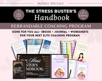 PLR Life Coaching Program Stress Anxiety Guide Done for You Course Ebook  Workbook with Editable Template Canva for Life and Healing Coaches