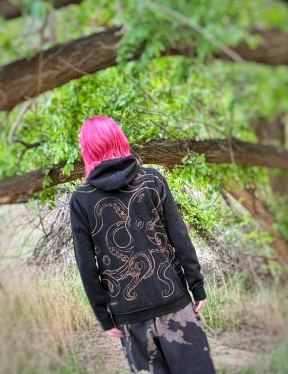 Bleached Octopus Hoodie - Etsy