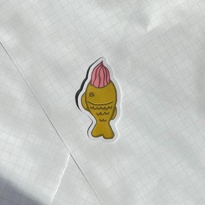 Pegatina transparente de helado Taiyaki / Arte de postre japonés adorable / Vinilo kawaii para portátil y diario / Pegatina de dulce para amantes de la comida