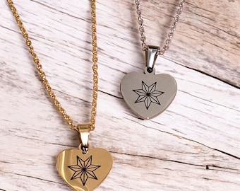 Cherokee Symbol for Strength Wood Engraved Metal Bezel Pendant