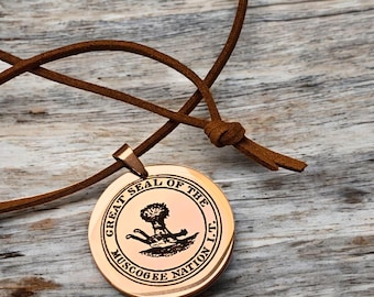 Muscogee Creek Nation pendant necklace, Indian Territory, Old Seal Design