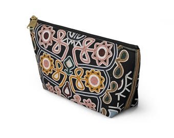 Southeastern Tribes Pouch - Reproduction Bandolier Bag, Floral Print Zipper Pouch - Beaded Look (printed) 2 sizes