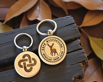 Mvskoke Deer Clan Wood Keychain, ecovlke, Muscogee Creek Nation