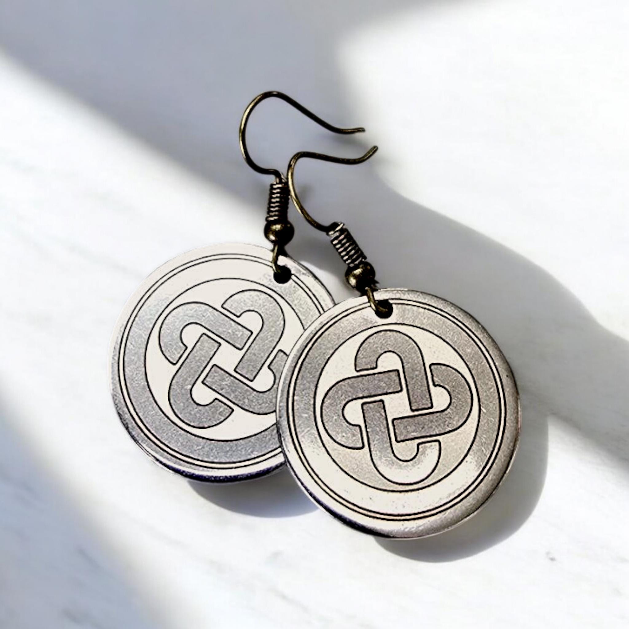 Native Knot Earrings, Engraved on Stainless - Muscogee Creek