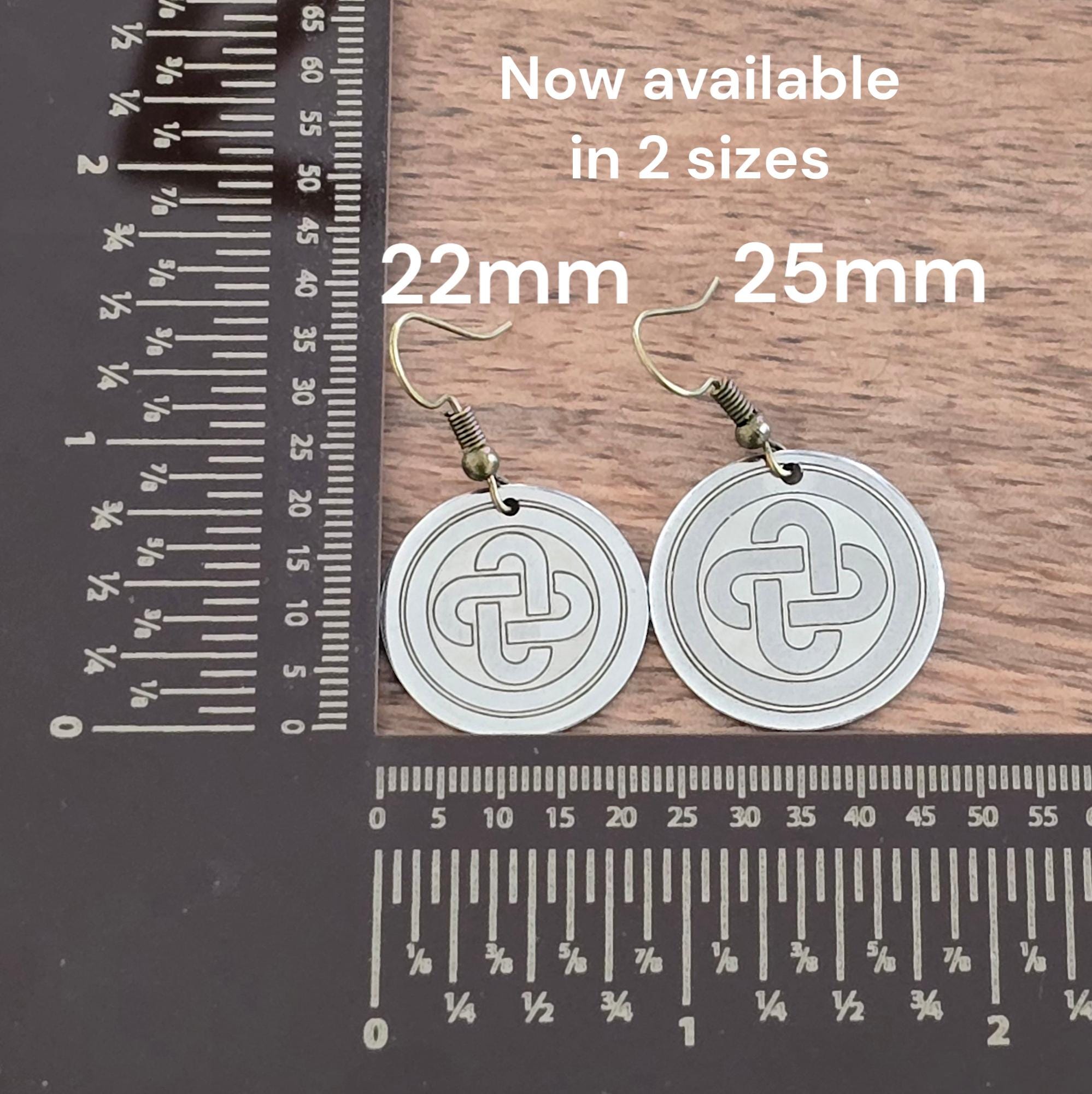 Native Knot Earrings, Engraved on Stainless - Muscogee Creek
