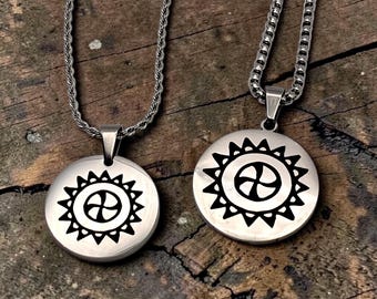 Sun Circle Pinwheel Motif Pendant Necklace  - Southeastern Native - Muscogee, Cherokee, Choctaw, Chickasaw, Seminole