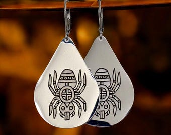Teardrop Spider earrings, Grandmother Spider / water spider, Southeastern Tribes Traditional Motif