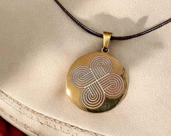 Four Directions Pendant Necklace - Southeastern Native - Muscogee Creek, Cherokee, Choctaw, Chickasaw, Seminole - Gold Plated Stainless