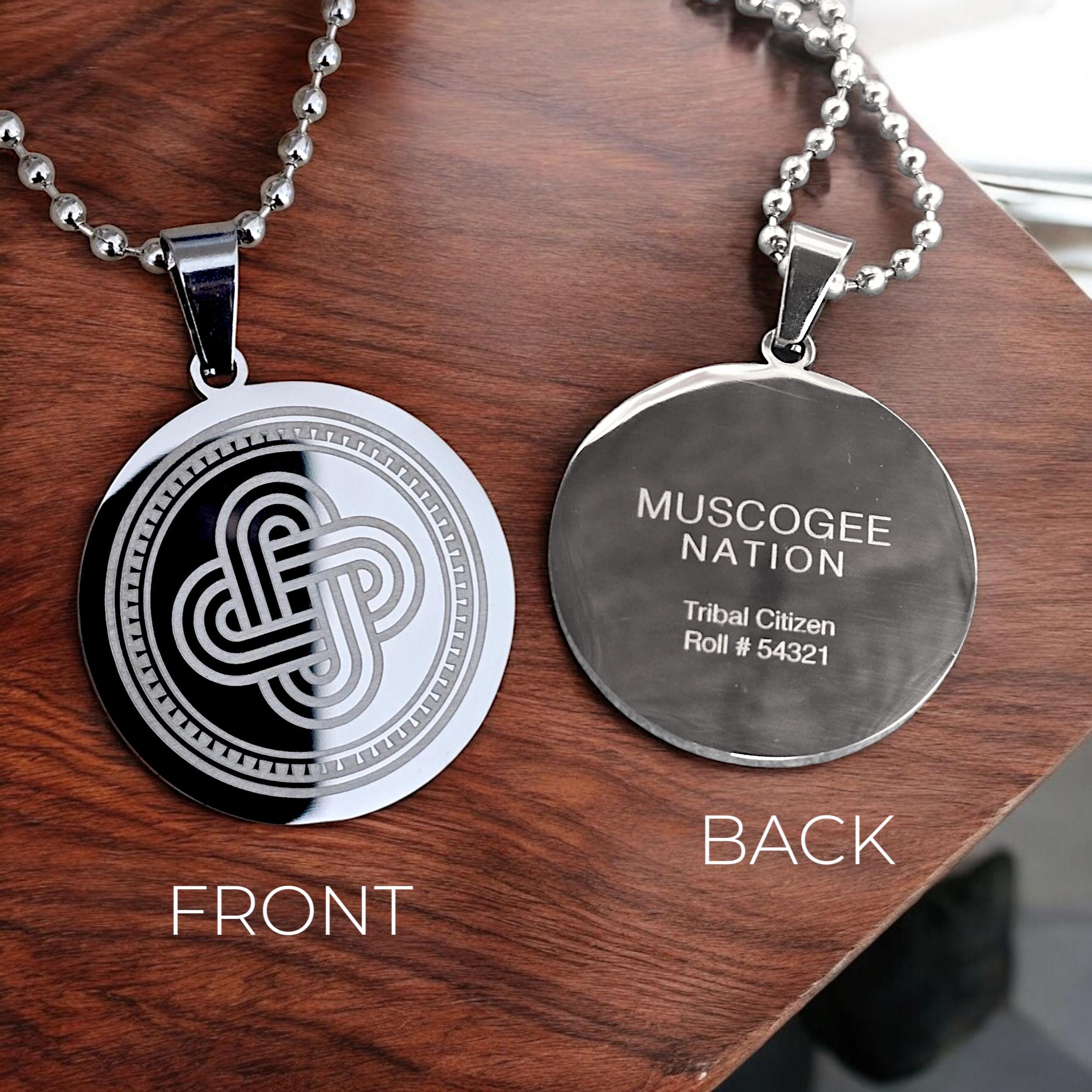 Tribal Citizen ID Necklace With Knot Design - Muscogee Creek