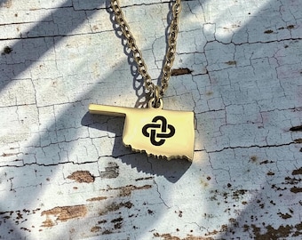 Oklahoma Native Knot engraved pendant necklace | Muscogee Creek, Seminole Knot