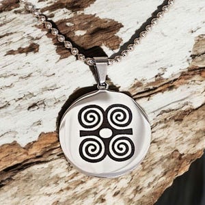 Cherokee Strength symbol pendant necklace, native made, engraved on stainless