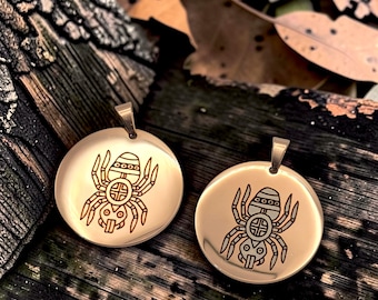 Water Spider round pendant necklace - Southeastern motif - Mvskoke, Cherokee, Choctaw, Chickasaw, Seminole - Grandmother Spider