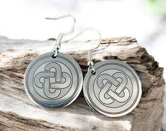 Native Knot Earrings, Engraved on Stainless - Muscogee Creek