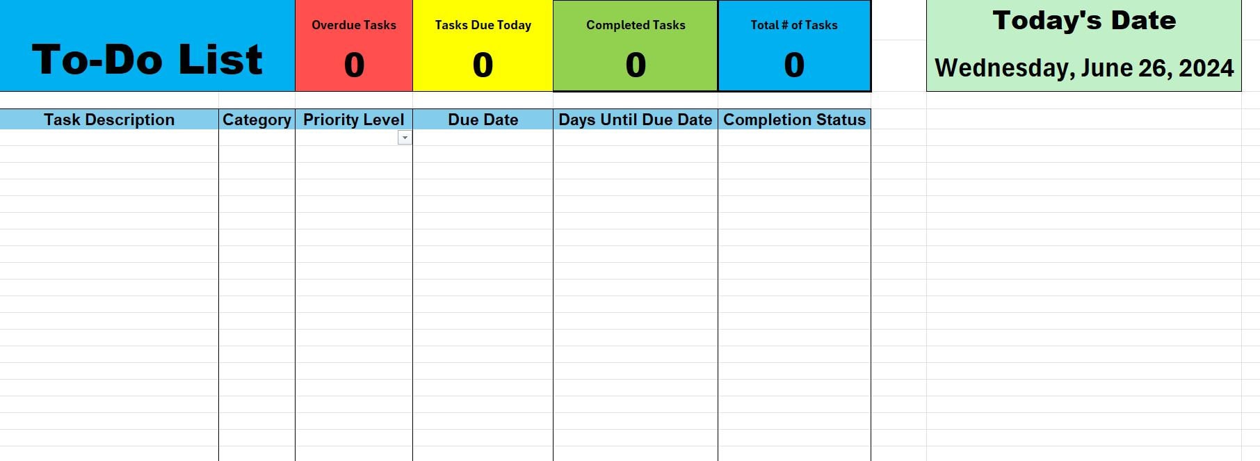 Excel Template: Task List - Etsy