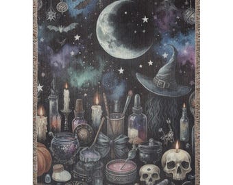 Halloween Blanket Witchy Blanket Halloween Decor for Halloween Woven Throw Whimsigoth Decor Woven Halloween Blankets Spooky Blanket