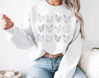 Sweatshirt kip sweatshirt ronde hals comfortabel cadeau voor kip dame cadeau voor kippenliefhebber boerderij sweatshirt cadeau voor plattelandsvrouw sweatshirt