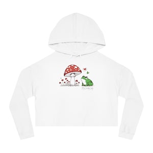 Süßer Frosch Hoodie abgeschnitten Frosch Sweatshirt Pilz Hoodie Froschpilz Sweatshirt Cottagecore Sweatshirt