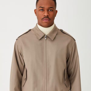 Giubbotto bomber beige da uomo / Giubbotto bomber casual leggero con cerniera di Wovex / Iniziali con nome personalizzate