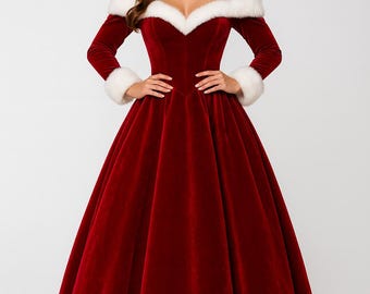 white christmas dresses Red Christmas Off Shoulder Maxi Dress main image 1