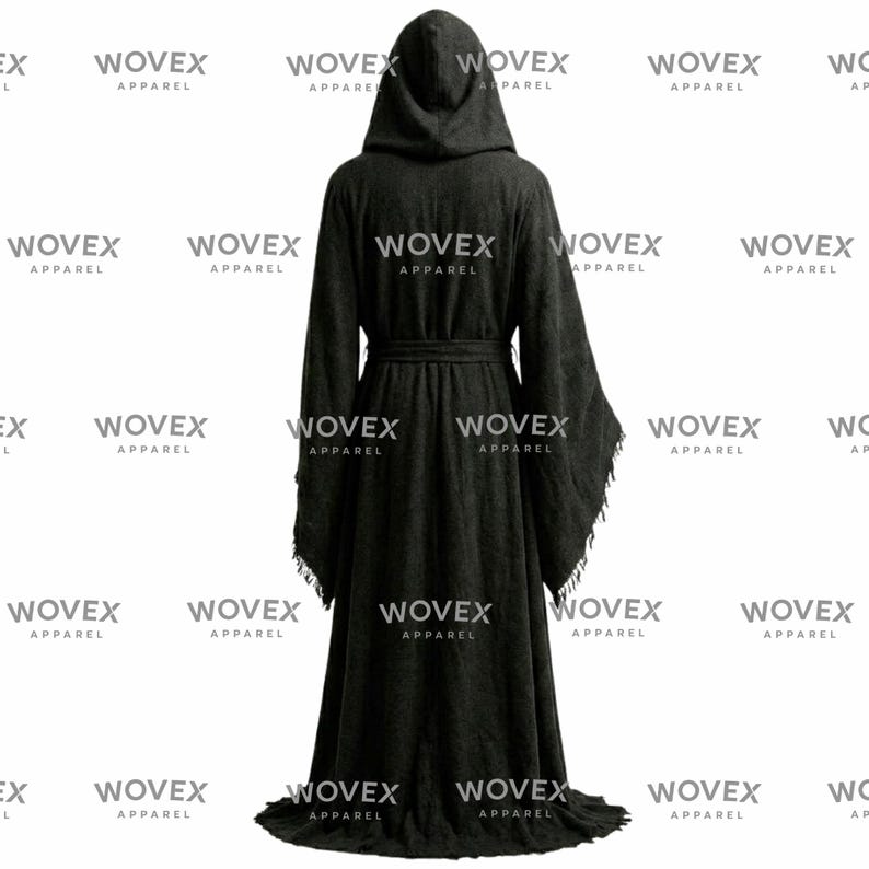 Handmade Black Wool Ritual Cape Grim Reaper Cosplay Gothic Cloak Hooded ...