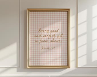 Różowa chrześcijańska sztuka ścienna Biblijny werset Wystrój pokoju dziecięcego Słodka kokarda Sztuka biblijna Baby Shower chrześcijański prezent Cyfrowa sztuka ścienna w kolorze różowym