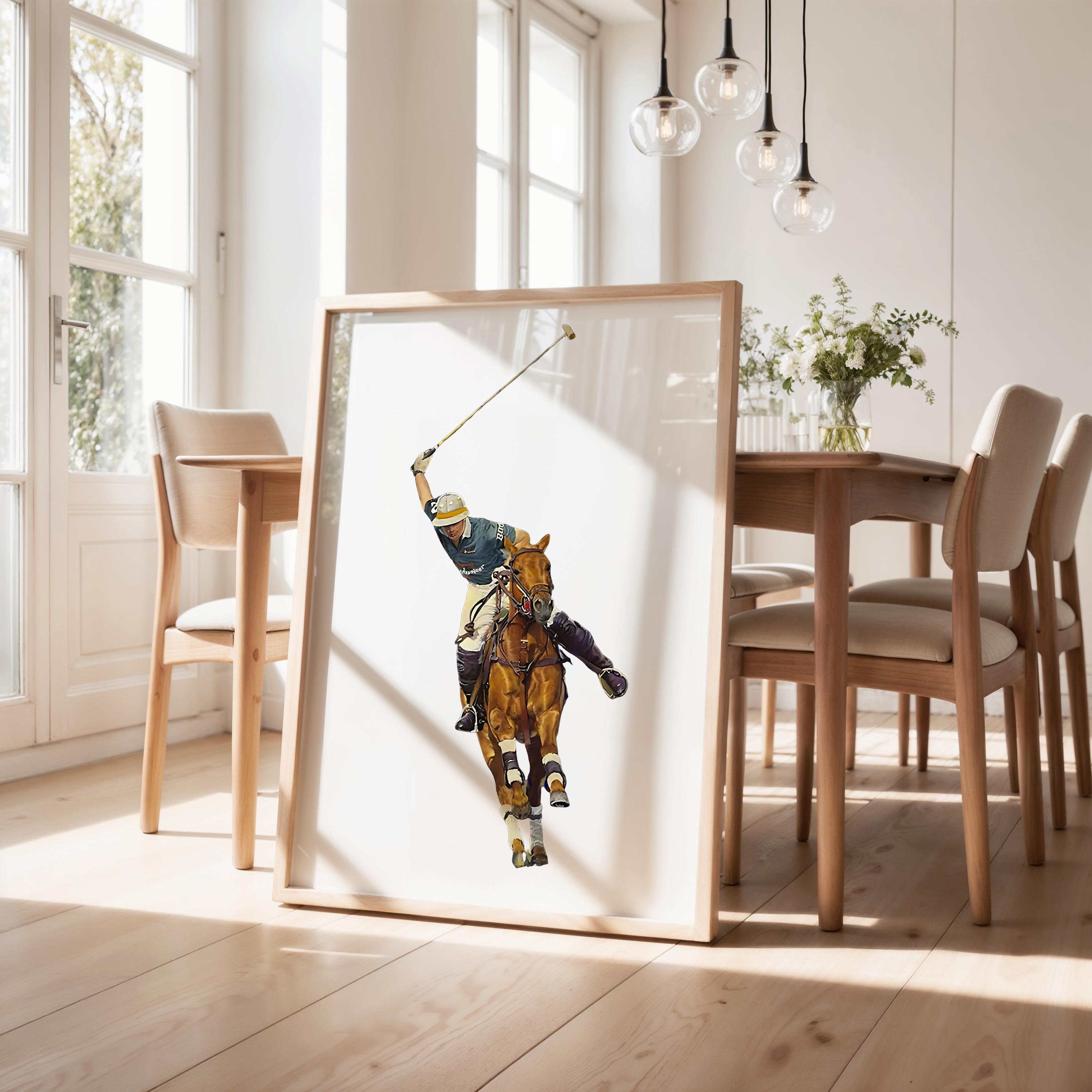 Vintage Polo Player Art Print: Equestrian Wall Decor (digital