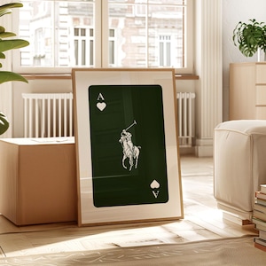 Luxus Polo Spielkarte Altes Geld Wandkunst Retro Yacht Club Poster Illustration Vintage Magazin Poster Wanddeko Geschenkidee