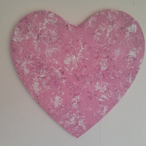 Beautiful rose pastel painting, acrylic painting romantic gift pink pictures art modern art painting on canvas in heart shape