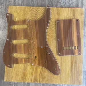 Stratocaster-Telecaster Guitar Acrylic Fake Wood Grain Custom Pickguard and Trem Plate Replacement Shield Accessory