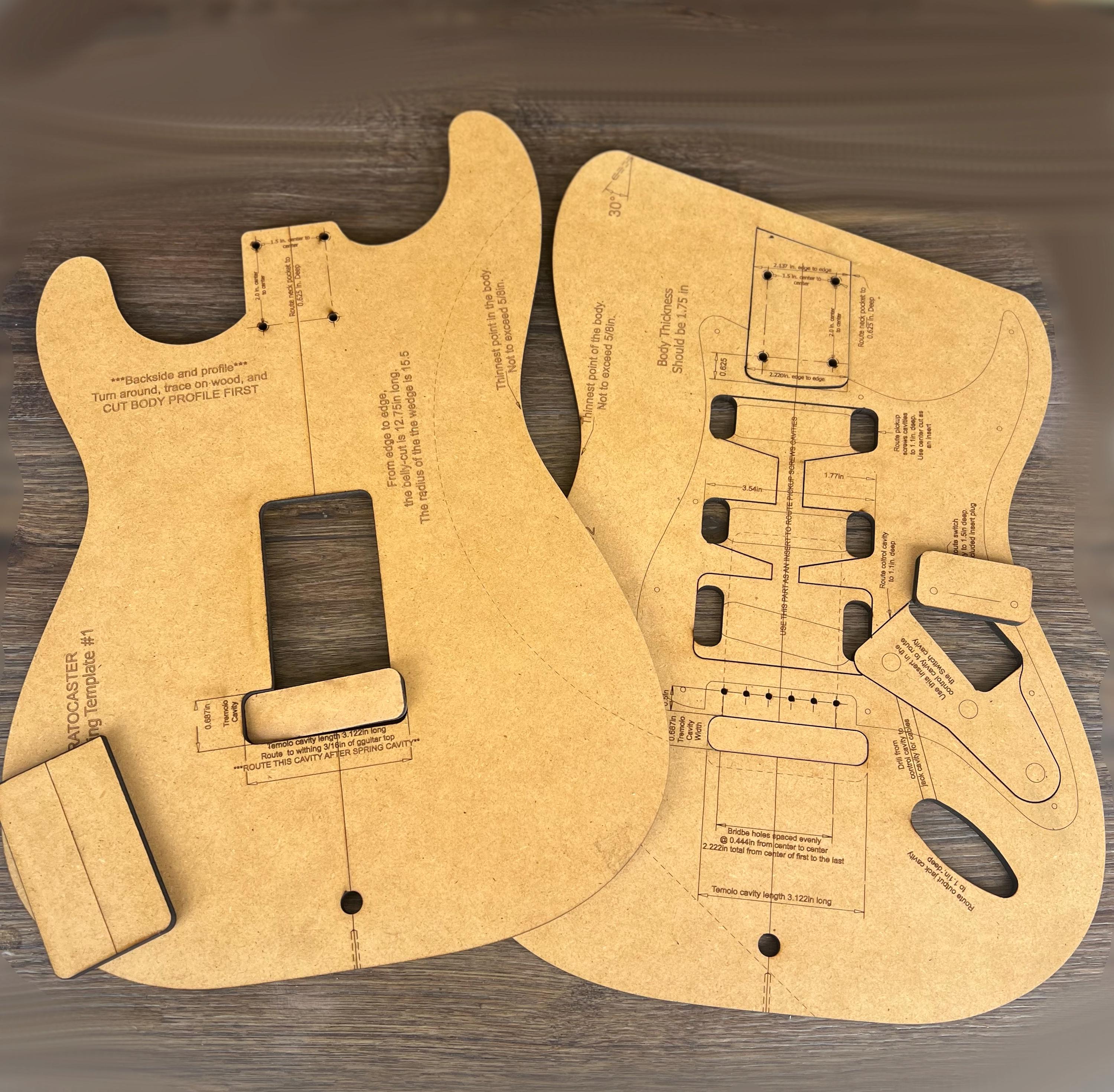 Complete Stratocaster Style Guitar MDF Router Template Kit Luthier