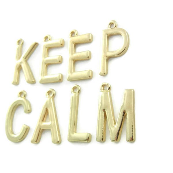 Lot de KEEP CALM Lettre Charms Doré Message Word Charms Bijoux Fournitures