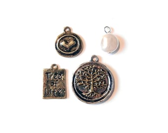 Set of Two-tone Tree of Life Themed Charms