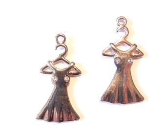 Pair of Silver-tone Dress on a Hanger Charms