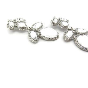 Pair of Silver-tone Acrylic Faceted Cabachon Floral Drops image 4