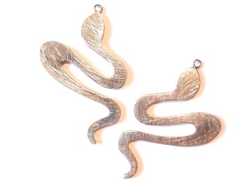 Pair of Abstract Brushed Silver-tone Snake Charms