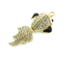 Dimensional Rhinestone Goldfish Pendant