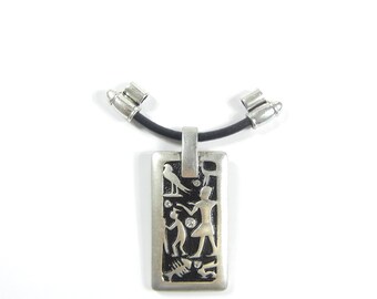 Rectangular Egyptian Hieroglyphic-like Pendant