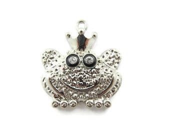 Textured Silver-tone Frog Prince Charm