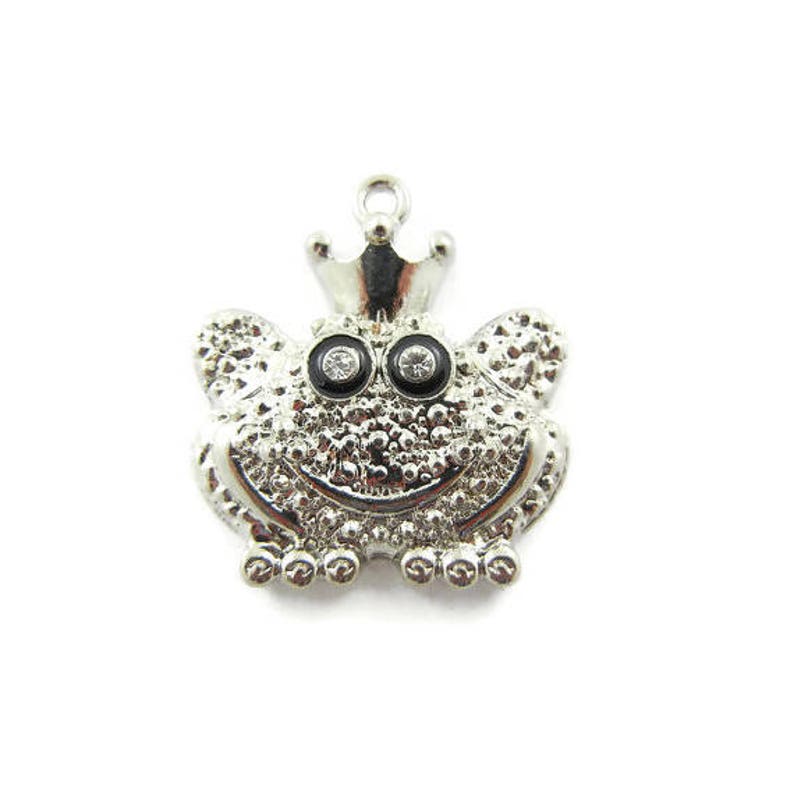 Textured Silver-tone Frog Prince Charm image 1