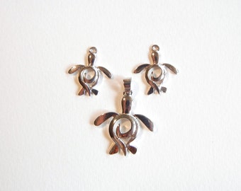 Set of Small Abstract Turtle Pendant and Charms