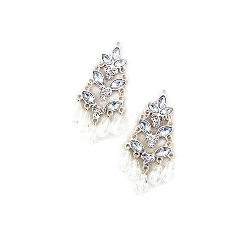 Pair of Matte Silver-tone Rhinestone Tiered Charms image 2