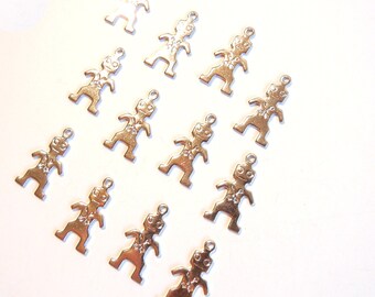 12 or 6 Pairs of Silver-tone Tribal Man Charms