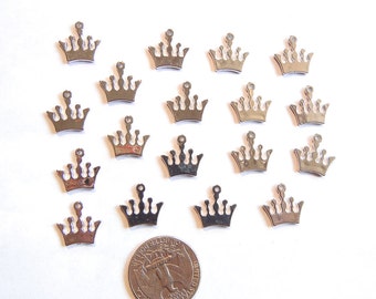 18 or 9 Pairs of Small Metallic Acrylic Crown Charms