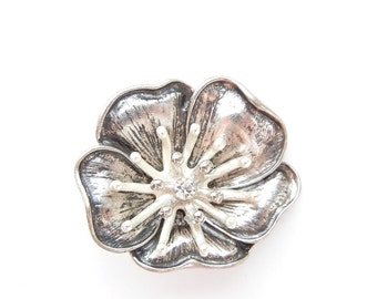 Antique Silver-tone Flower Slide Charm with Two Double Links