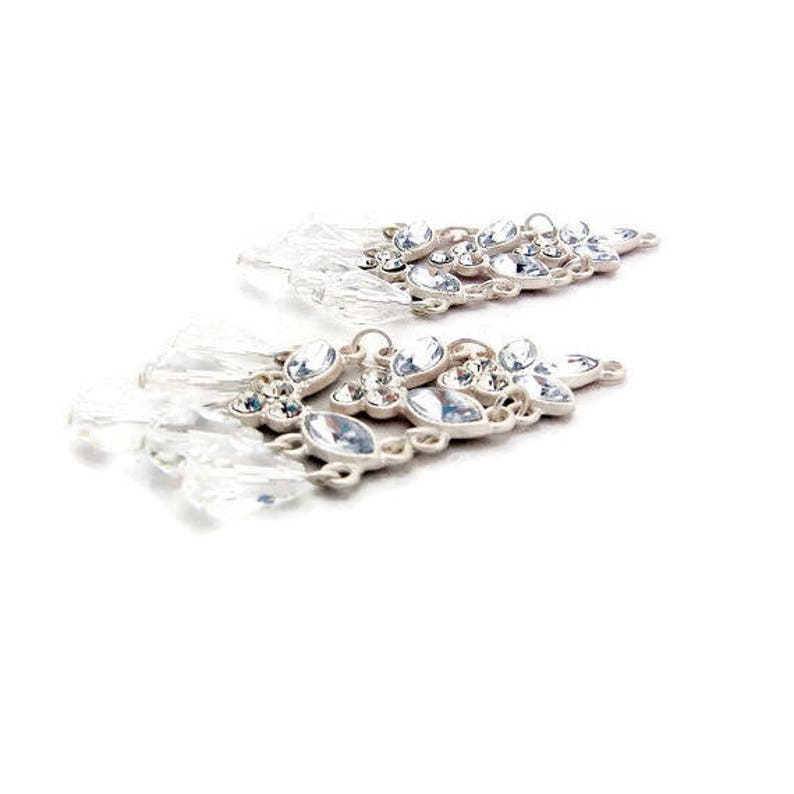 Pair of Matte Silver-tone Rhinestone Tiered Charms image 4