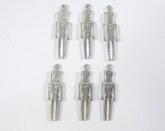 Christmas Set of Six Small Pewter Toy Soldier Charms