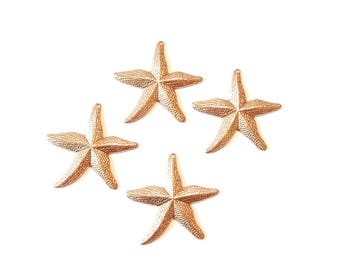 4 Medium Brass Starfish Charms