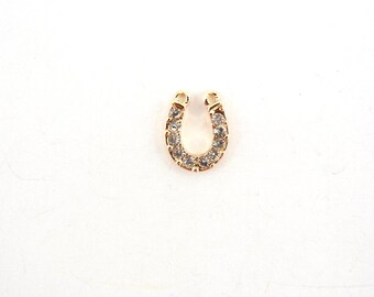 Tiny Gold-tone Rhinestone Horseshoe Pendant